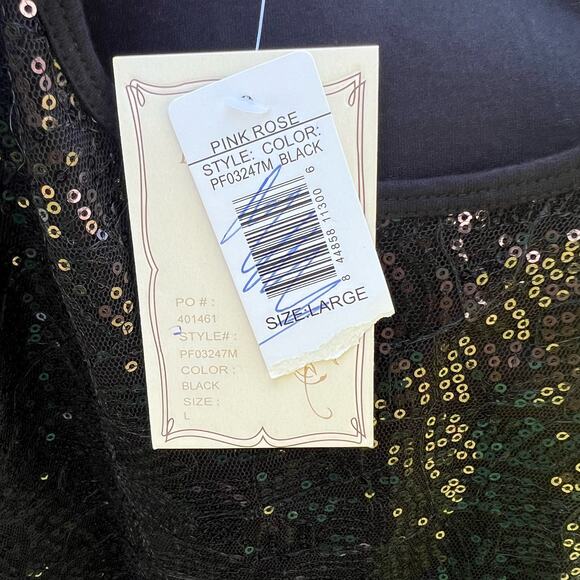 Pink Rose Black Sequin Dress Size Large NWT - Picture 7 of 9